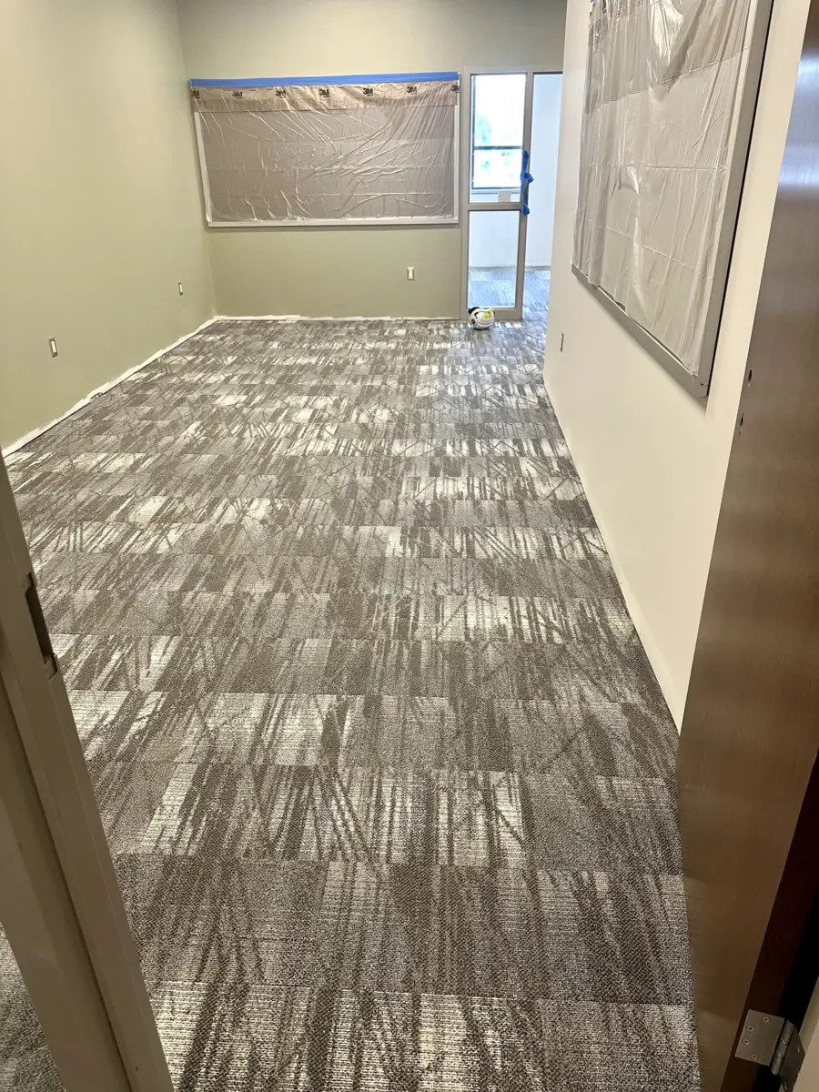 Luxury vinyl tile installation pet-friendly family home