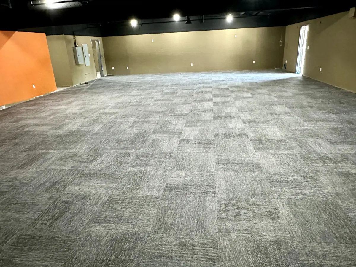 Luxury vinyl tile installation in Massachusetts office